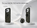 Dark Vintage Botanical MagSafe Loop iPhone Case side view showing the built-in finger loop