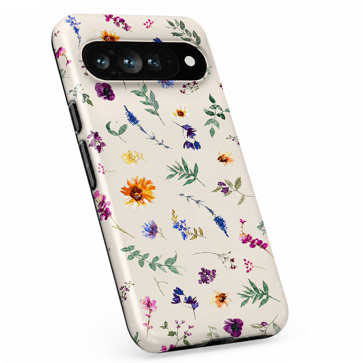 Delicate Mixed Wildflower Google Pixel case with botanical flowers and leaves