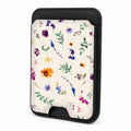Front view of the Delicate Mixed Wildflower MagSafe card holder on a white background