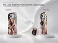 Dusty Rose Magnolia Floral MagSafe Loop iPhone Case side view showing the built-in finger loop