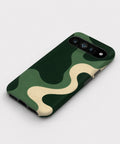 Forest Green Abstract Wave Google Pixel case front view