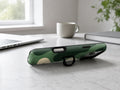 Forest Green Abstract Wave MagSafe Loop iPhone Case shown in a neutral white professional lifestyle setting
