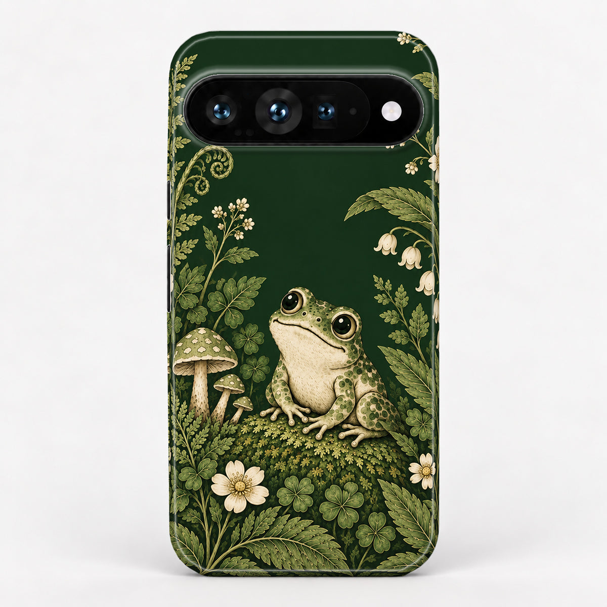 Forest Green Frog and Mushroom Garden Google Pixel Case
