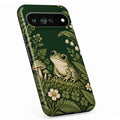 Forest Green Frog and Mushroom Garden Google Pixel Case - standing angled view