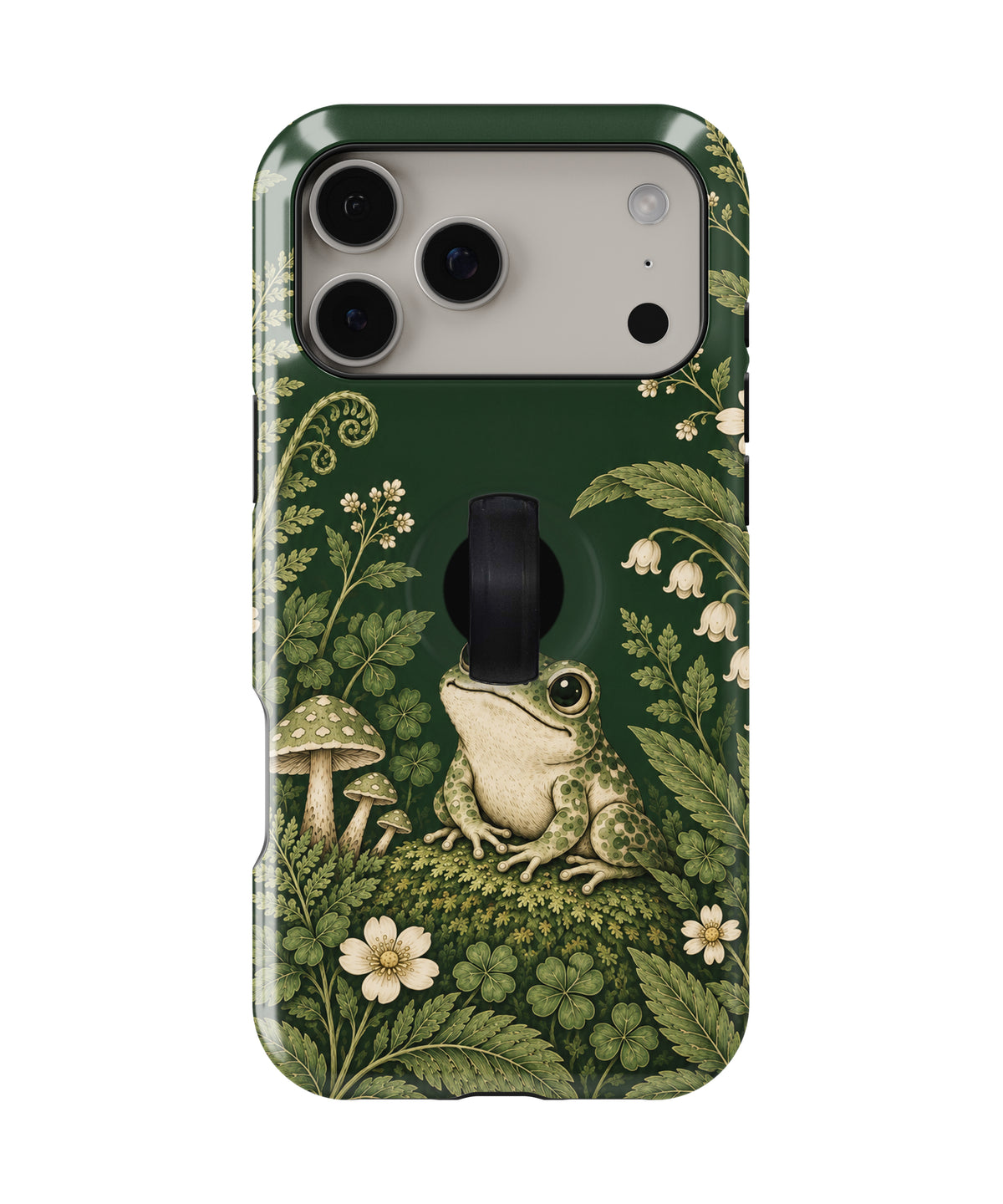 Forest Green Frog and Mushroom Garden MagSafe Loop Case – iPhone 18 Pro Max & iPhone 18 Pro | Kickstand