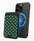 Forest Green Ivory Polka Dots MagSafe Card Holder - side view