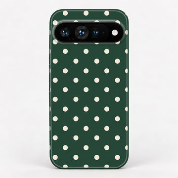 Forest Green Ivory Polka Dots Google Pixel Case - back view