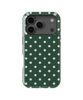 Forest Green Ivory Polka Dots MagSafe iPhone Tough Case - iPhone 17-18 Pro model view
