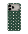 Forest Green Ivory Polka Dots MagSafe iPhone Tough Case - iPhone 17-18 Pro Max back view