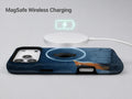 Fox Under Starry Sky MagSafe Loop iPhone Case shown with a MagSafe-compatible wireless charger attached