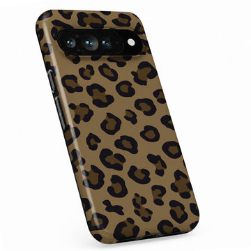 Golden Leopard Print Google Pixel case with animal-inspired markings