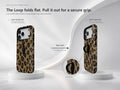 Golden Leopard Print MagSafe Loop iPhone Case side view showing the built-in finger loop