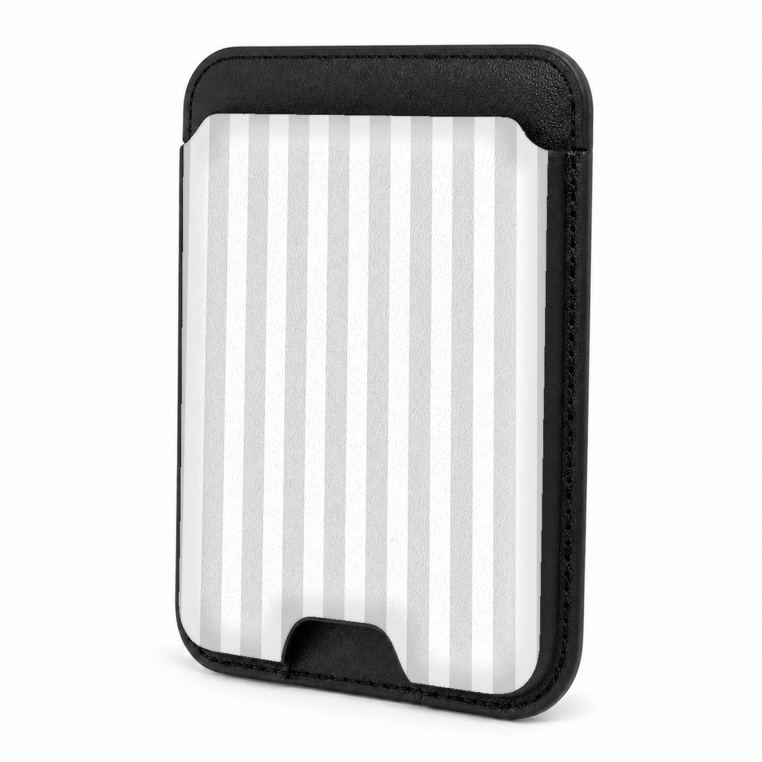 Front view of the Gray Pinstripe MagSafe card holder on a white background