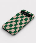 Green Cream Checkerboard Google Pixel case front view