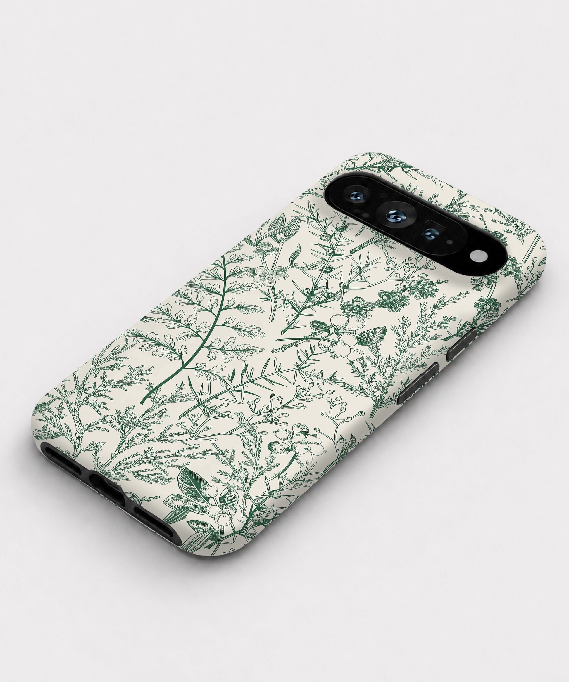 Green Toile Botanical Google Pixel case front view