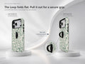 Green Toile Botanical MagSafe Loop iPhone Case side view showing the built-in finger loop