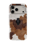 Highland Cowhide Print MagSafe Loop iPhone Case with built-in finger loop closed