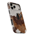 Highland Cowhide Print MagSafe Loop iPhone case with built-in finger loop open
