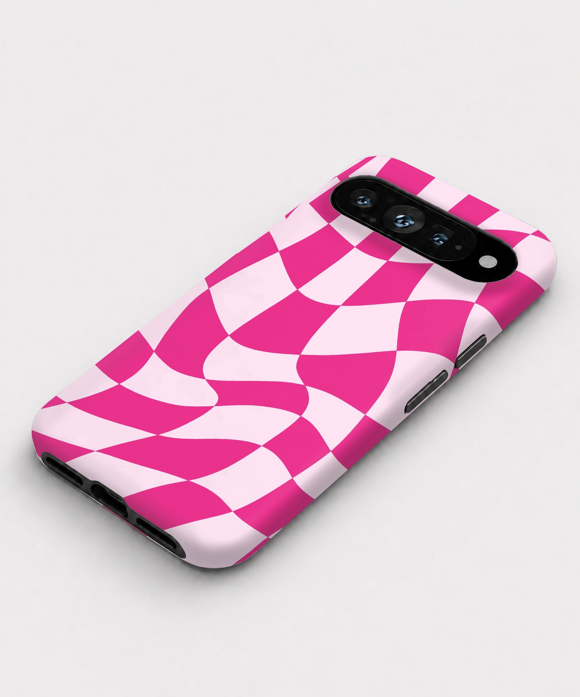 Hot Pink Wavy Checkerboard Google Pixel case front view