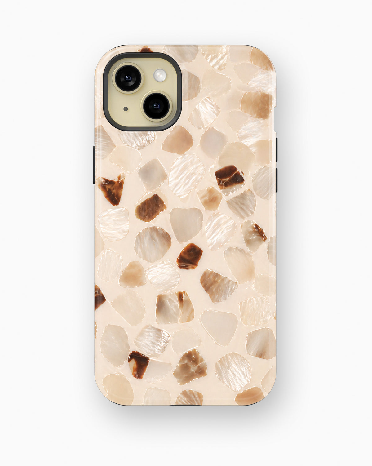 Ivory Pearl Tortoise Shell Shockproof MagSafe Case for iPhone - iPhone 15 Plus (6.7")
