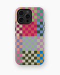Vibrant Mosaic Check MagSafe iPhone Tough Case – Custom Name Option – product image 5
