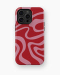 Red Pink Wavy Abstract Shockproof MagSafe Case for iPhone - iPhone 16 Pro Max (6.9