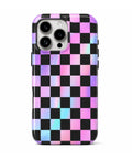 Neon Mirage Checkerboard MagSafe iPhone Tough Case – Custom Name Option – product image 3
