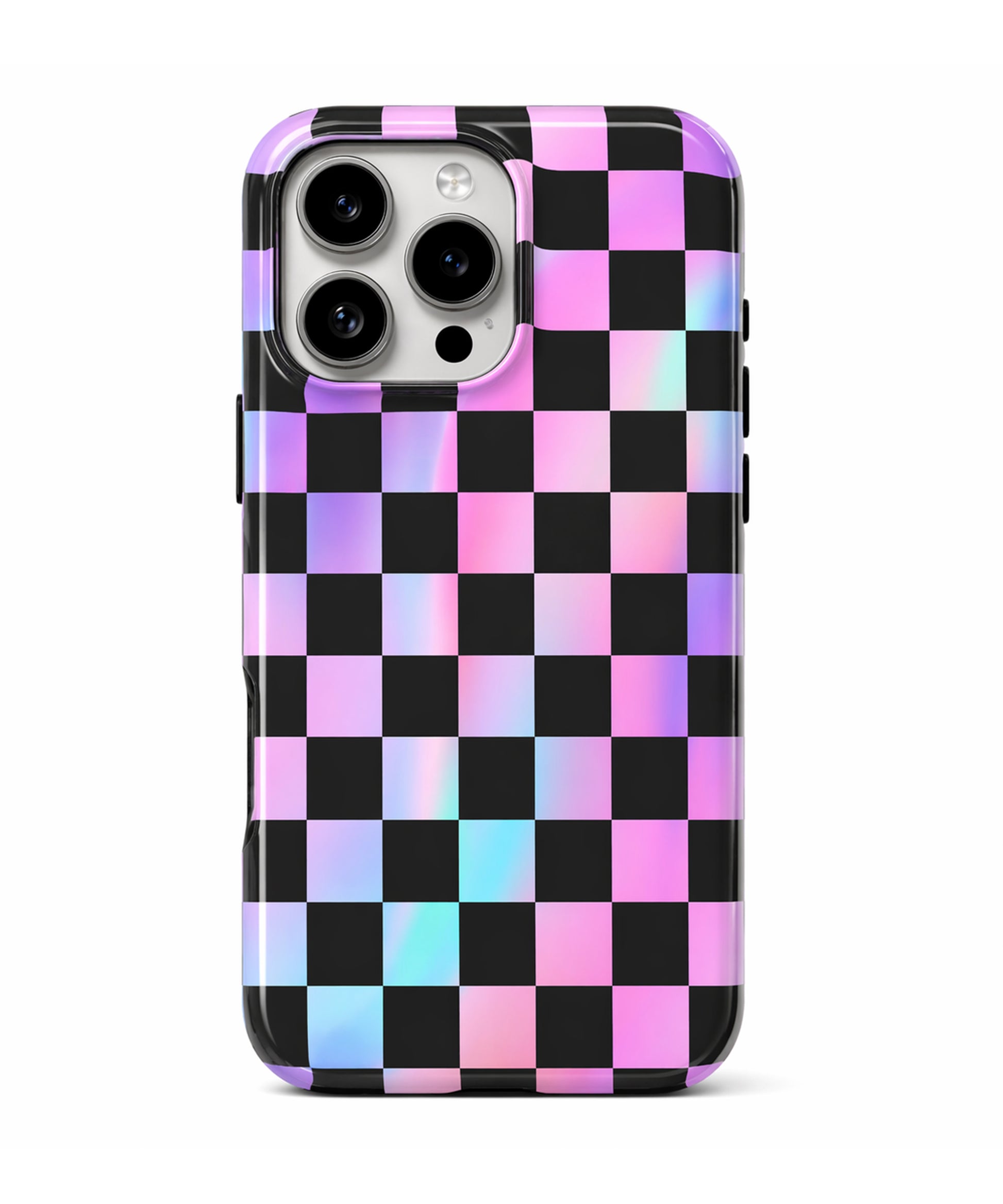 Neon Mirage Checkerboard MagSafe iPhone Tough Case – Custom Name Option – product image 3