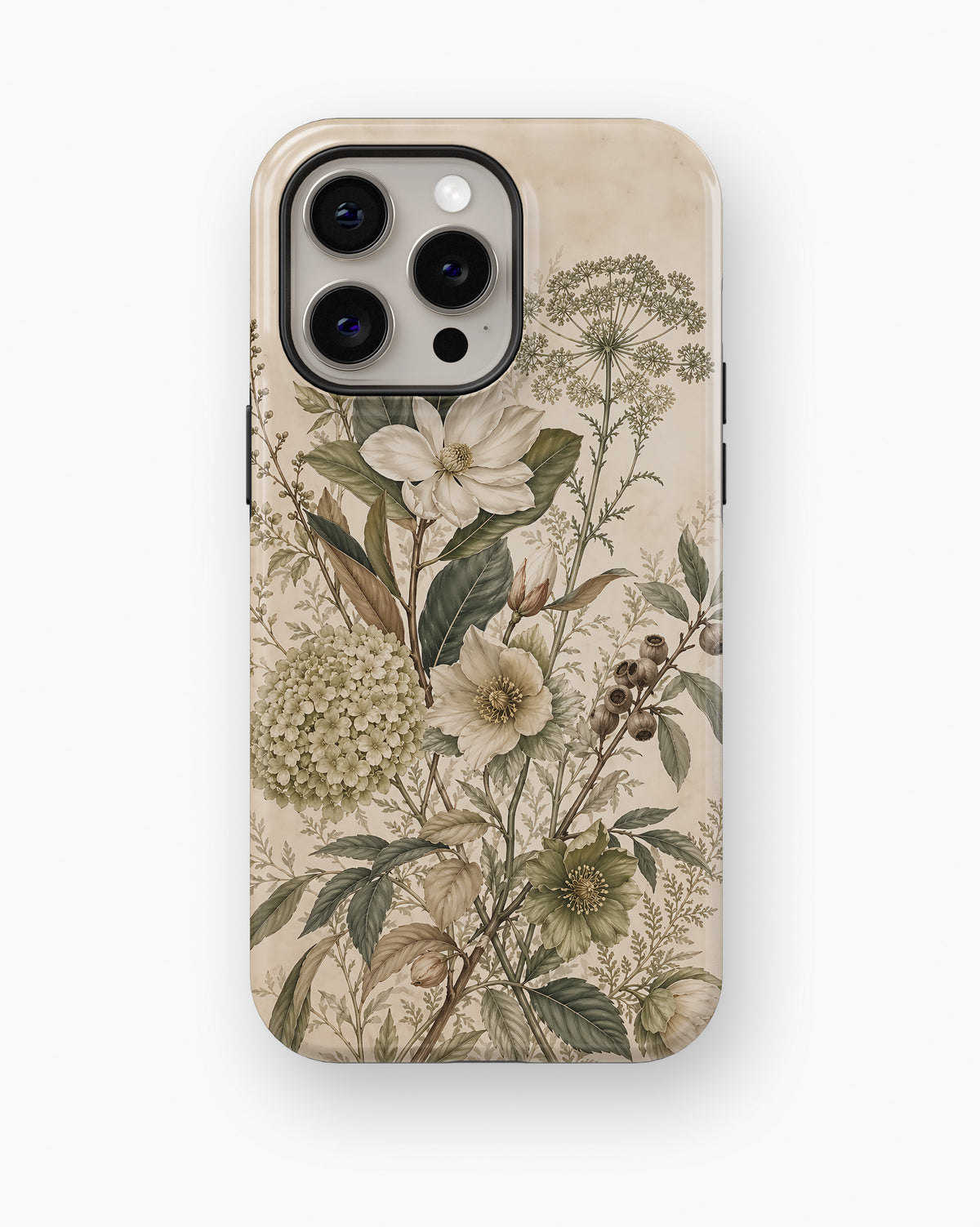 Ivory Botanical Bloom Shockproof MagSafe Case for iPhone - iPhone 16 Pro Max (6.9")
