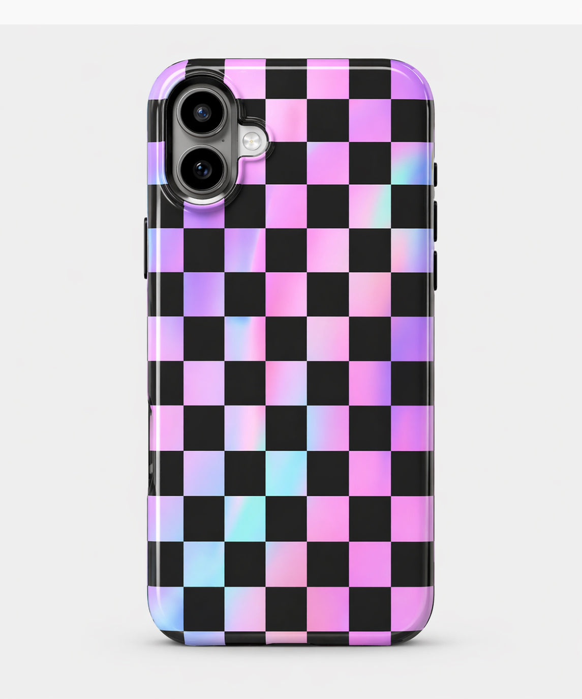 Neon Mirage Checkerboard MagSafe iPhone Tough Case – Custom Name Option – product image 5