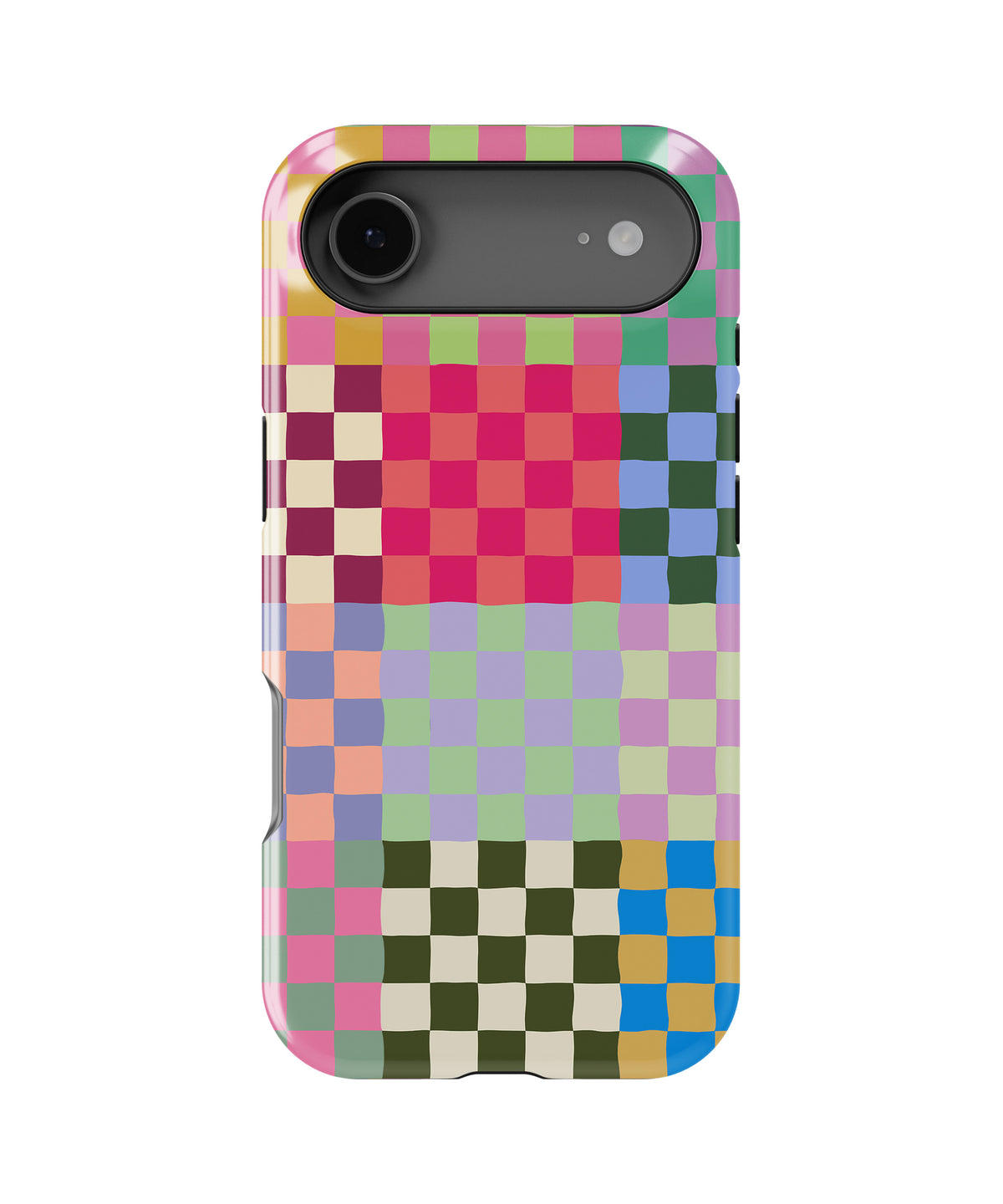 Vibrant Mosaic Check MagSafe iPhone Tough Case – Custom Name Option – product image 4