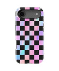 Neon Mirage Checkerboard MagSafe iPhone Tough Case – Custom Name Option – product image 11