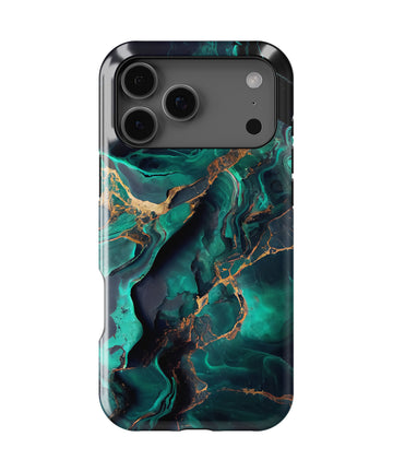 Emerald Marble Luxe MagSafe iPhone Tough Case – Custom Name Option – product image 1