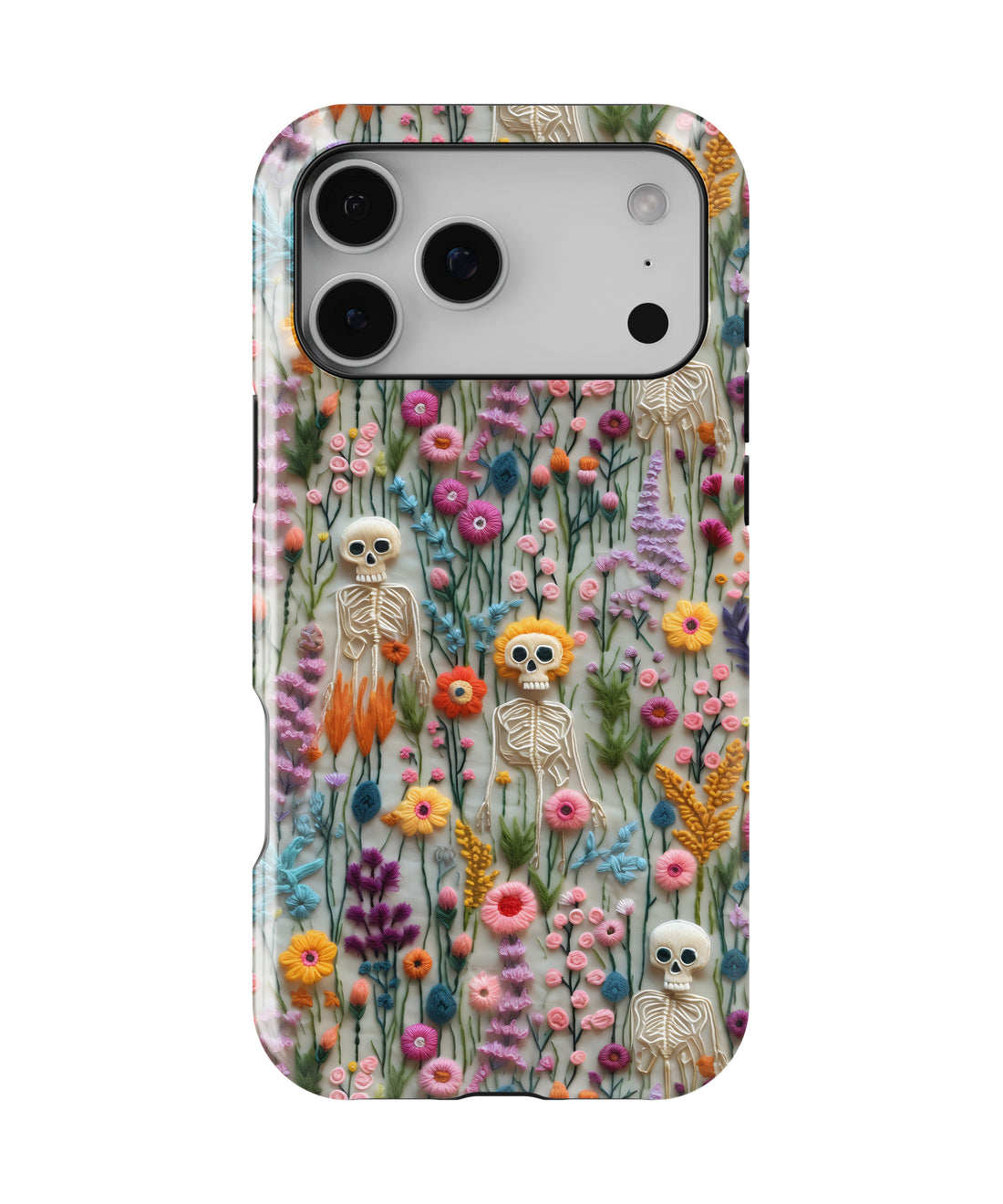 Skeletons In Bloom Halloween MagSafe iPhone Tough Case – Custom Name Option – product image 1