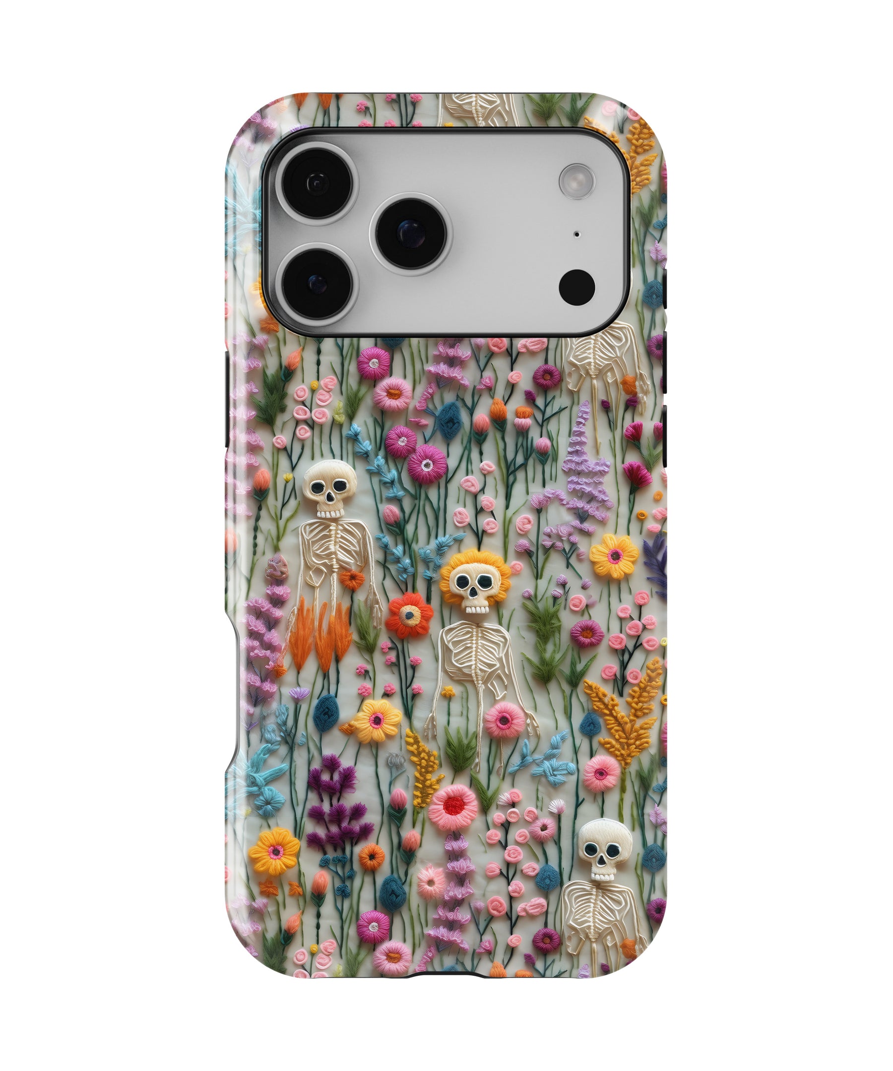 Skeletons In Bloom Halloween MagSafe iPhone Tough Case – Custom Name Option