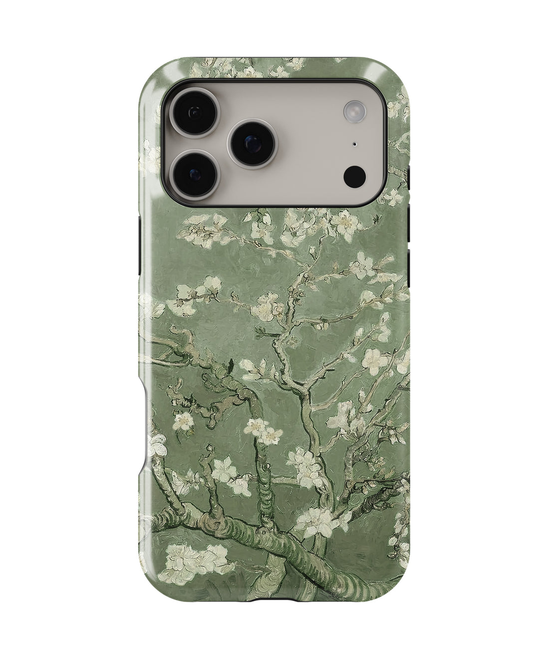 Vincent Van Gogh Almond Blossom Sage Green MagSafe iPhone Tough Case – Custom Name Option – product image 1