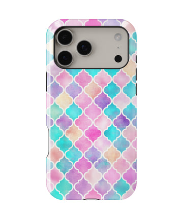 Rainbow Moroccan Pattern MagSafe iPhone Tough Case – Custom Name Option – product image 1