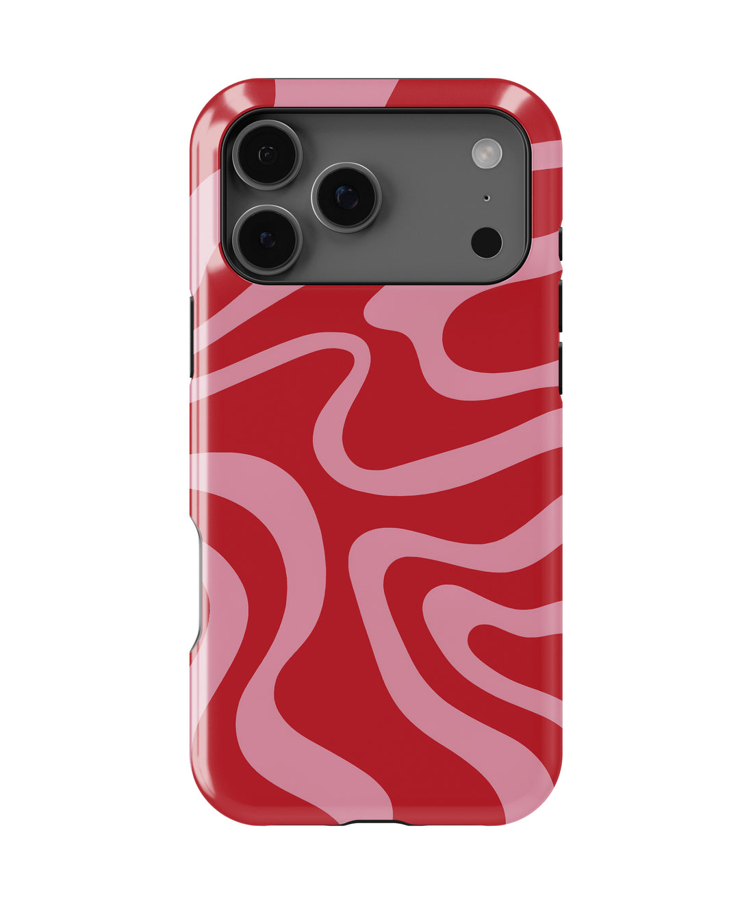 Red Pink Wavy Abstract Shockproof MagSafe Case for iPhone - iPhone 17 Pro Max (6.9")