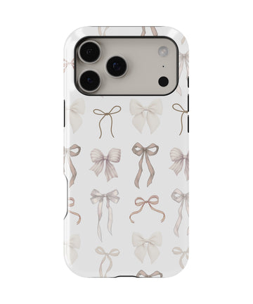 Ivory Coquette Bow Shockproof MagSafe Case for iPhone - iPhone 17 Pro Max (6.9")