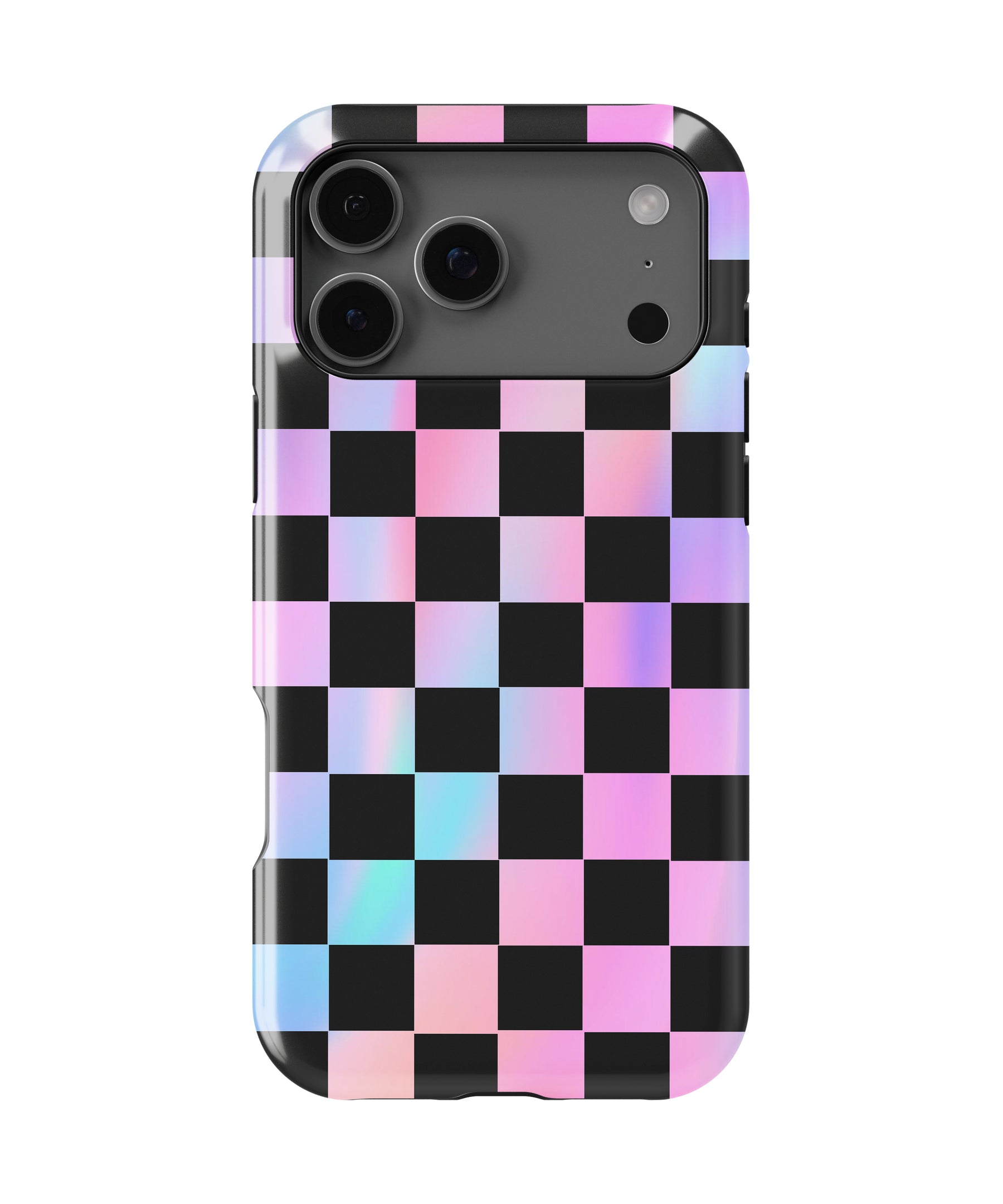 Neon Mirage Checkerboard MagSafe iPhone Tough Case – Custom Name Option