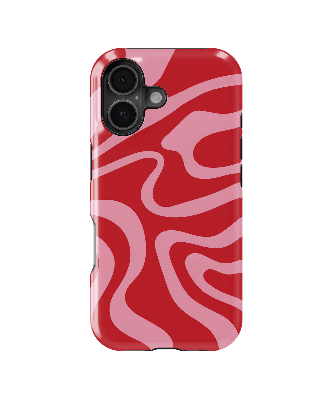 Red Pink Wavy Abstract Shockproof MagSafe Case for iPhone - iPhone 17 Pro Max (6.9")