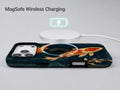 Japanese Koi Fish MagSafe Loop iPhone Case shown with a MagSafe-compatible wireless charger attached