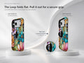 Jewel Tone Stained Glass Floral MagSafe Loop iPhone Case side view showing the built-in finger loop