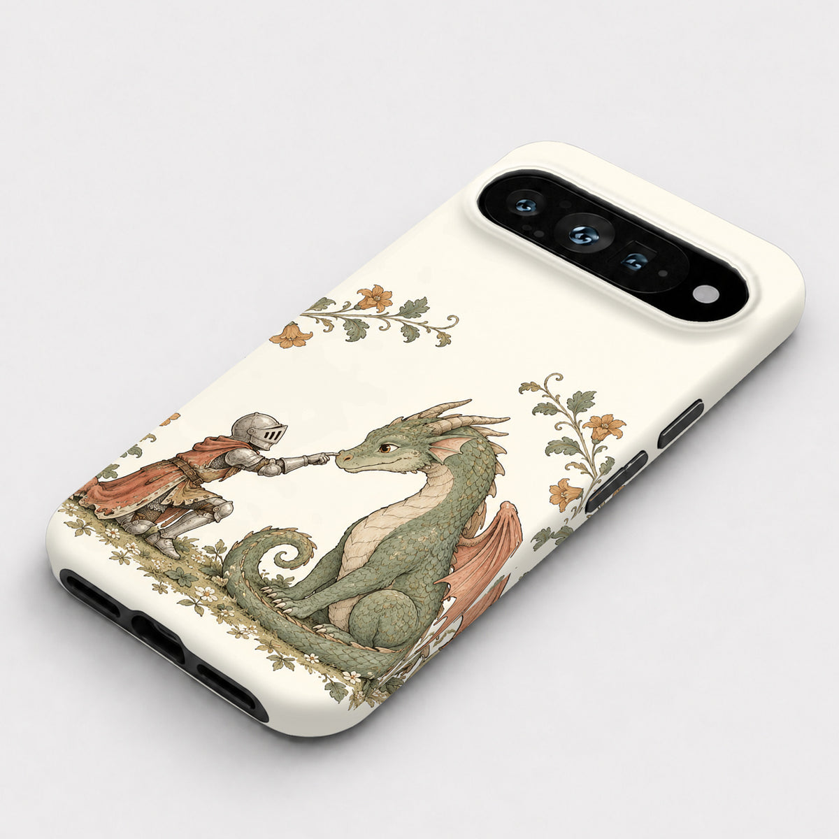 Knight and Friendly Dragon Google Pixel Case - flat angled view