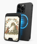Knight and Friendly Dragon MagSafe Card Holder, magnetic attachment to a compatible iPhone