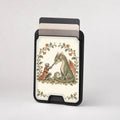 Knight and Friendly Dragon MagSafe Card Holder, card storage shown with cards