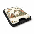 Knight and Friendly Dragon MagSafe Card Holder, angled view showing the thumb access opening