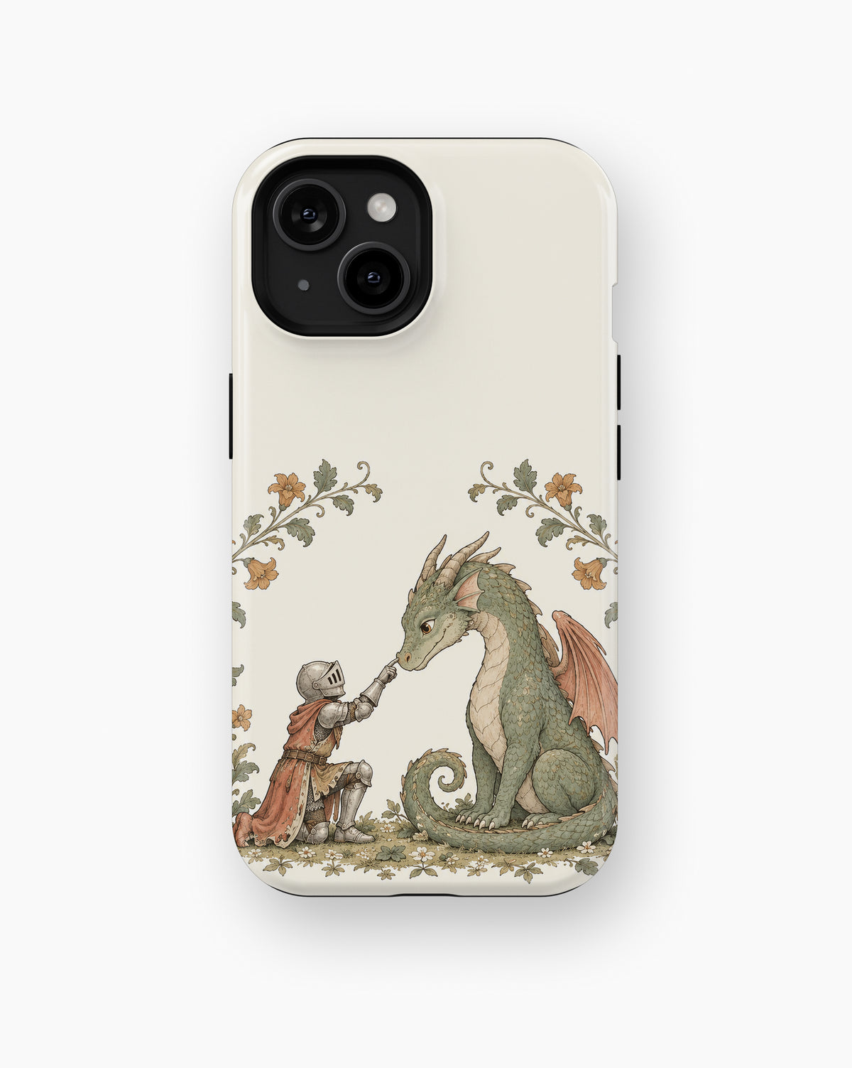 Knight and Friendly Dragon MagSafe iPhone Tough Case, rear view, iPhone11-15 model image group