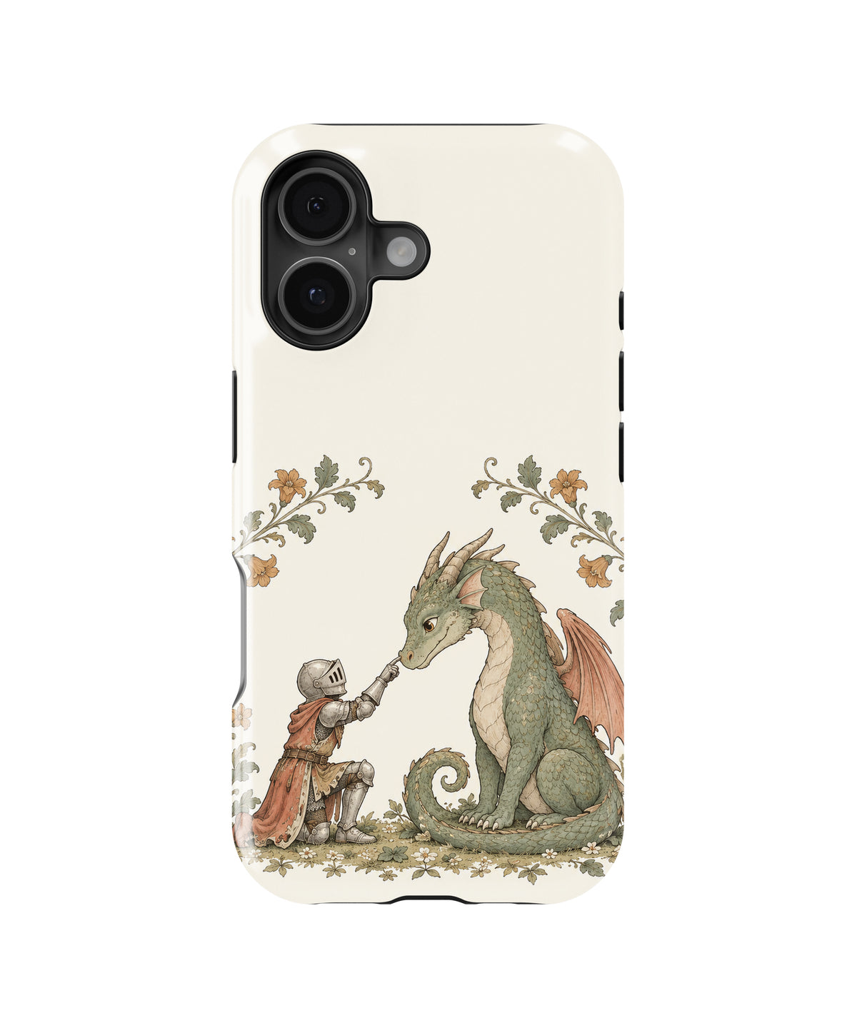 Knight and Friendly Dragon MagSafe iPhone Tough Case, rear view, iPhone16+16Plus+17 model image group