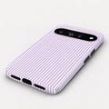 Lavender and White Pinstripe Google Pixel Case - angled bottom view